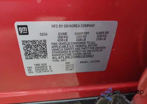 2024 Buick Envista Sport Touring Fwd from USA, damaged, VIN KL47LBE22RB183862